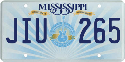 MS license plate JIU265