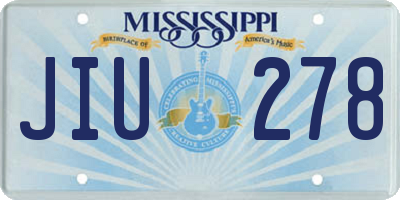 MS license plate JIU278