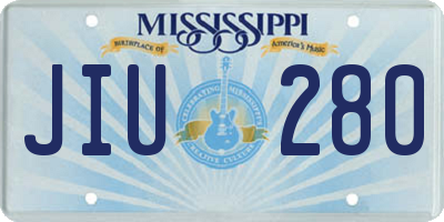 MS license plate JIU280