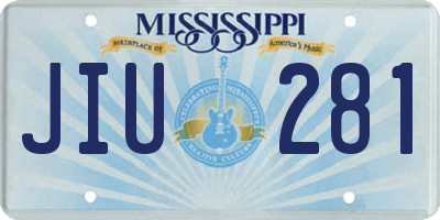 MS license plate JIU281
