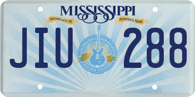 MS license plate JIU288