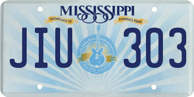 MS license plate JIU303