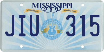 MS license plate JIU315
