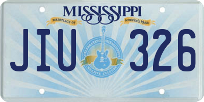 MS license plate JIU326