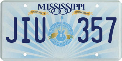 MS license plate JIU357