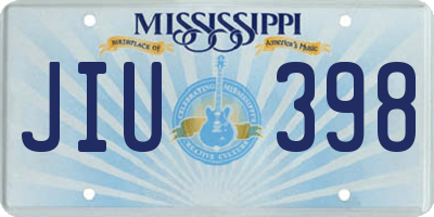 MS license plate JIU398