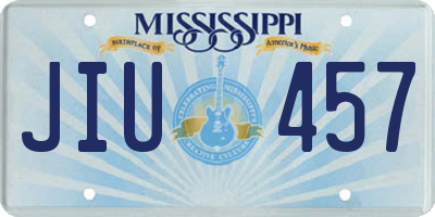 MS license plate JIU457