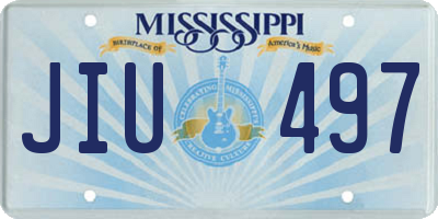MS license plate JIU497