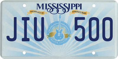 MS license plate JIU500