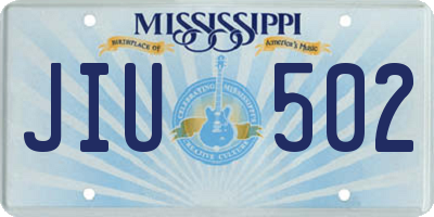 MS license plate JIU502