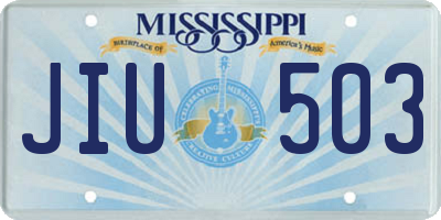 MS license plate JIU503