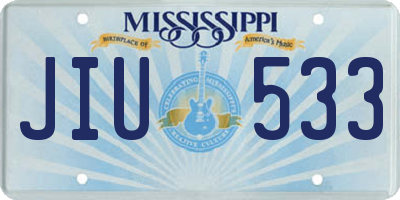 MS license plate JIU533
