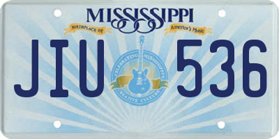 MS license plate JIU536