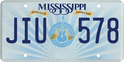 MS license plate JIU578
