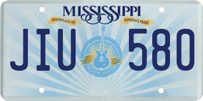 MS license plate JIU580