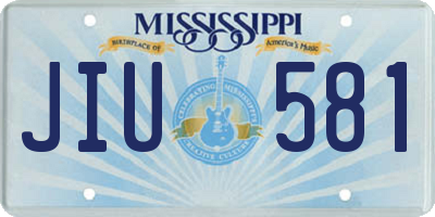 MS license plate JIU581