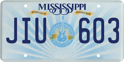 MS license plate JIU603