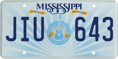 MS license plate JIU643