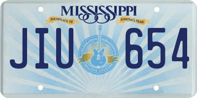 MS license plate JIU654