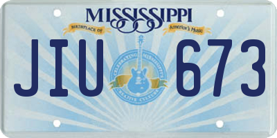 MS license plate JIU673