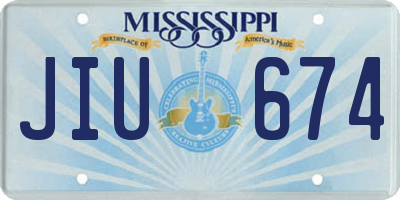 MS license plate JIU674
