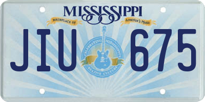 MS license plate JIU675