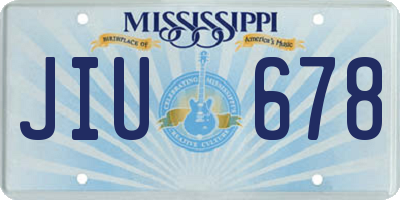 MS license plate JIU678