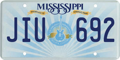 MS license plate JIU692