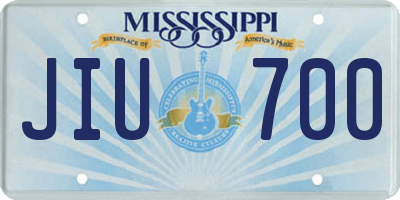 MS license plate JIU700
