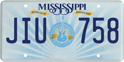 MS license plate JIU758