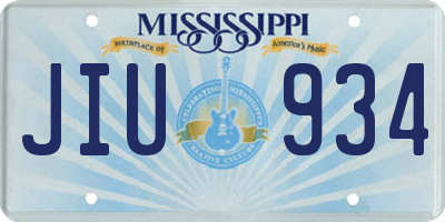 MS license plate JIU934