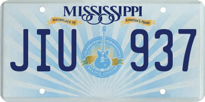 MS license plate JIU937