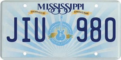 MS license plate JIU980