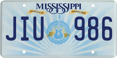 MS license plate JIU986