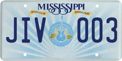 MS license plate JIV003