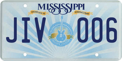 MS license plate JIV006