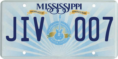 MS license plate JIV007