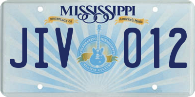 MS license plate JIV012
