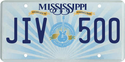MS license plate JIV500