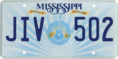 MS license plate JIV502