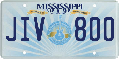 MS license plate JIV800