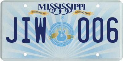 MS license plate JIW006