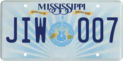 MS license plate JIW007