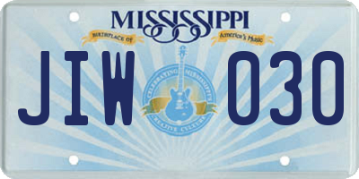 MS license plate JIW030