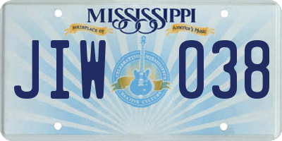 MS license plate JIW038
