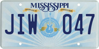 MS license plate JIW047