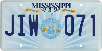 MS license plate JIW071