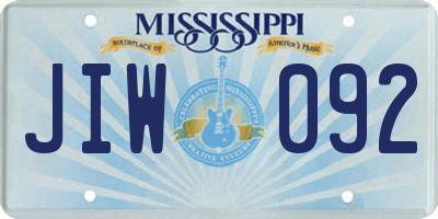 MS license plate JIW092
