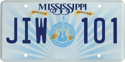 MS license plate JIW101
