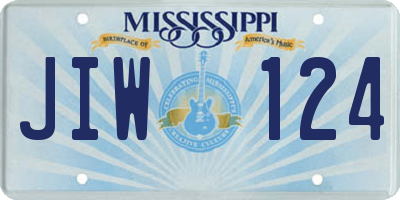 MS license plate JIW124